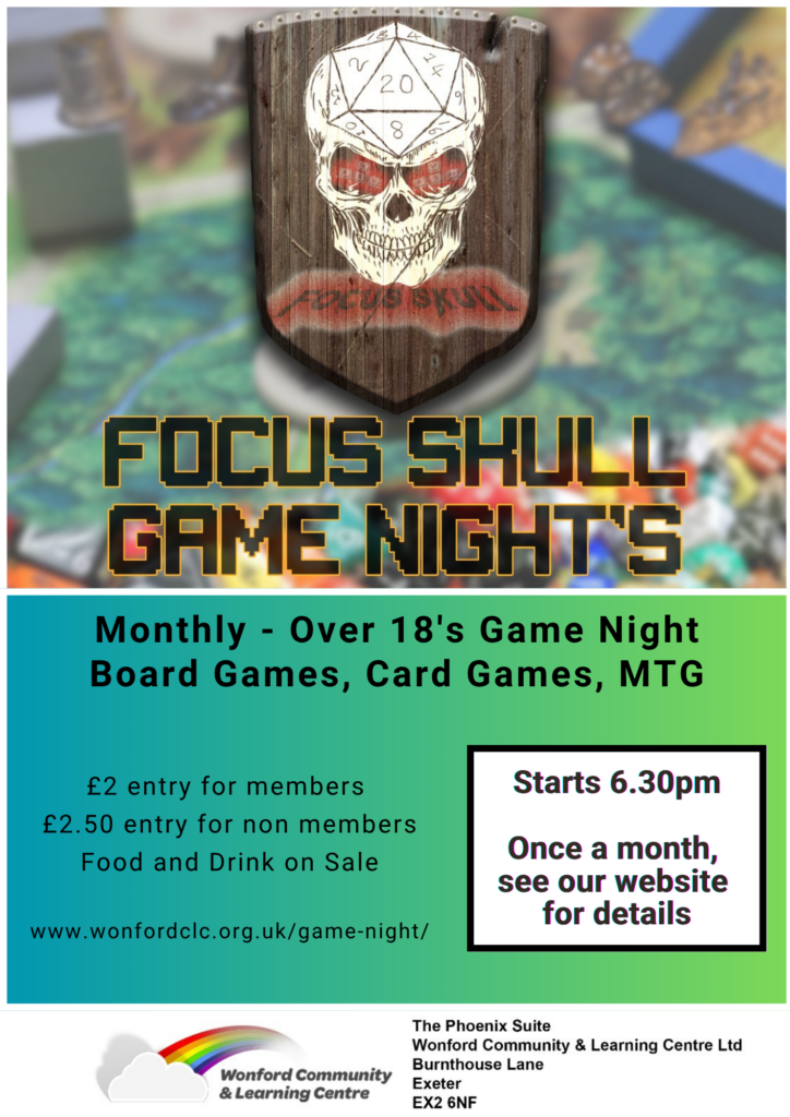 Over 18's Game Night Board Games, Card Games, MTG (1) game night, Wonford Community Centre, Phoenix Suite